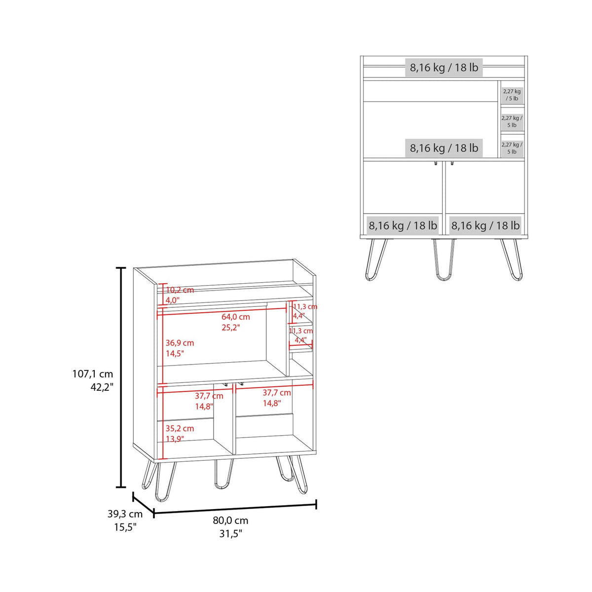 White Particle Board Wine Storage Cabinet 31.5" W