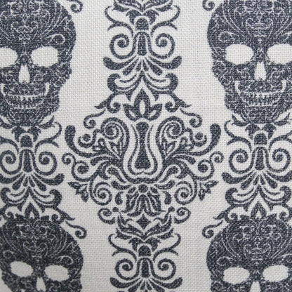 Gray Gothic Damask Skull Throw Pillow 20x20