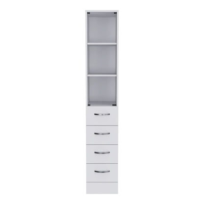 White 3-Drawer 3-Shelf Linen Cabinet - Storage & Style for Living Room