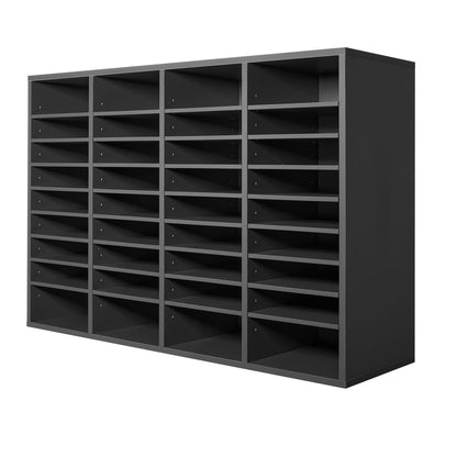 36 Compartment Gray Literature Organizer - Adjustable Shelves for Living Room