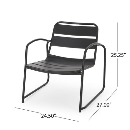 Matte Black Iron Patio Chair - 2 Person Set