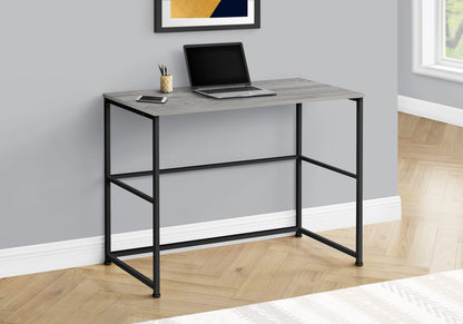 Modern Industrial Desk with Black Legs, Grey Particle Board Finish for Home Office