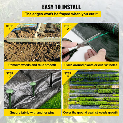 6.5ft x 300ft Premium Weed Barrier Fabric - Durable Polypropylene