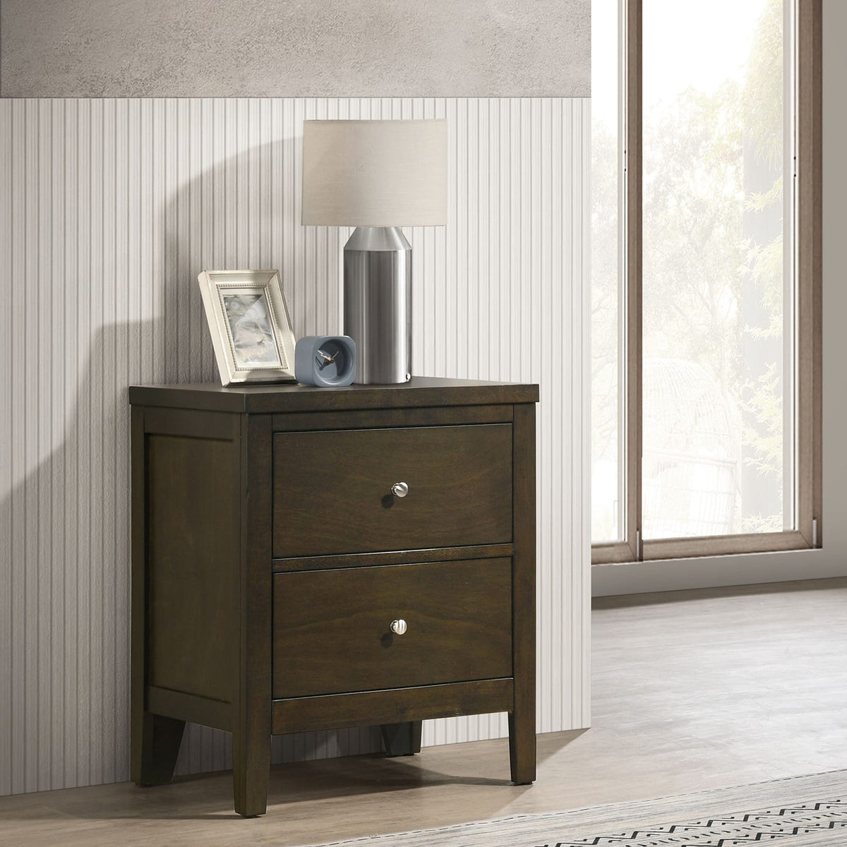 Clement Dark Cocoa 2-drawer Nightstand - Espresso Wood Bedside Table