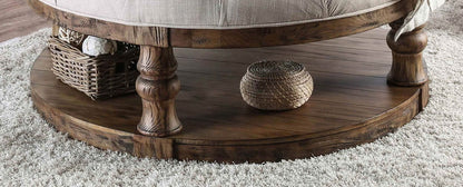 Antique Dark Oak Round Coffee Table - 48" Diameter
