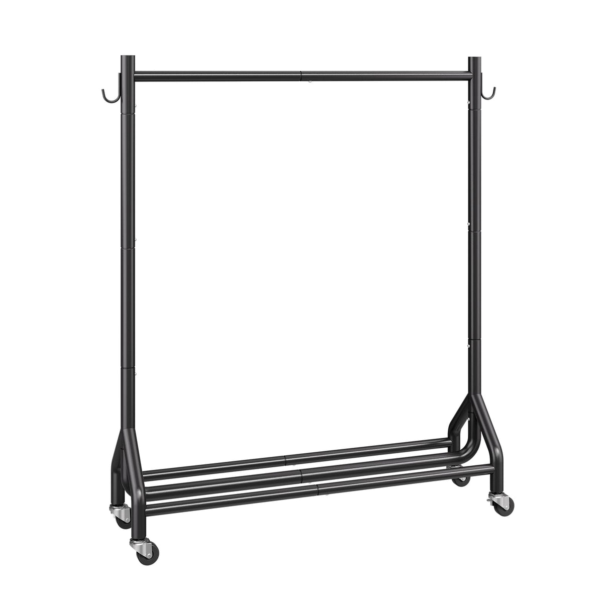 Rolling Clothes Rack - Black Carbon Steel, 198 lb Capacity for Living Room
