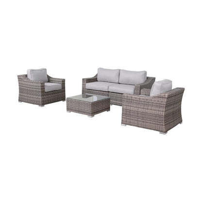 Modern Grey Mix Wicker Outdoor Sectional Patio Set with Cushions