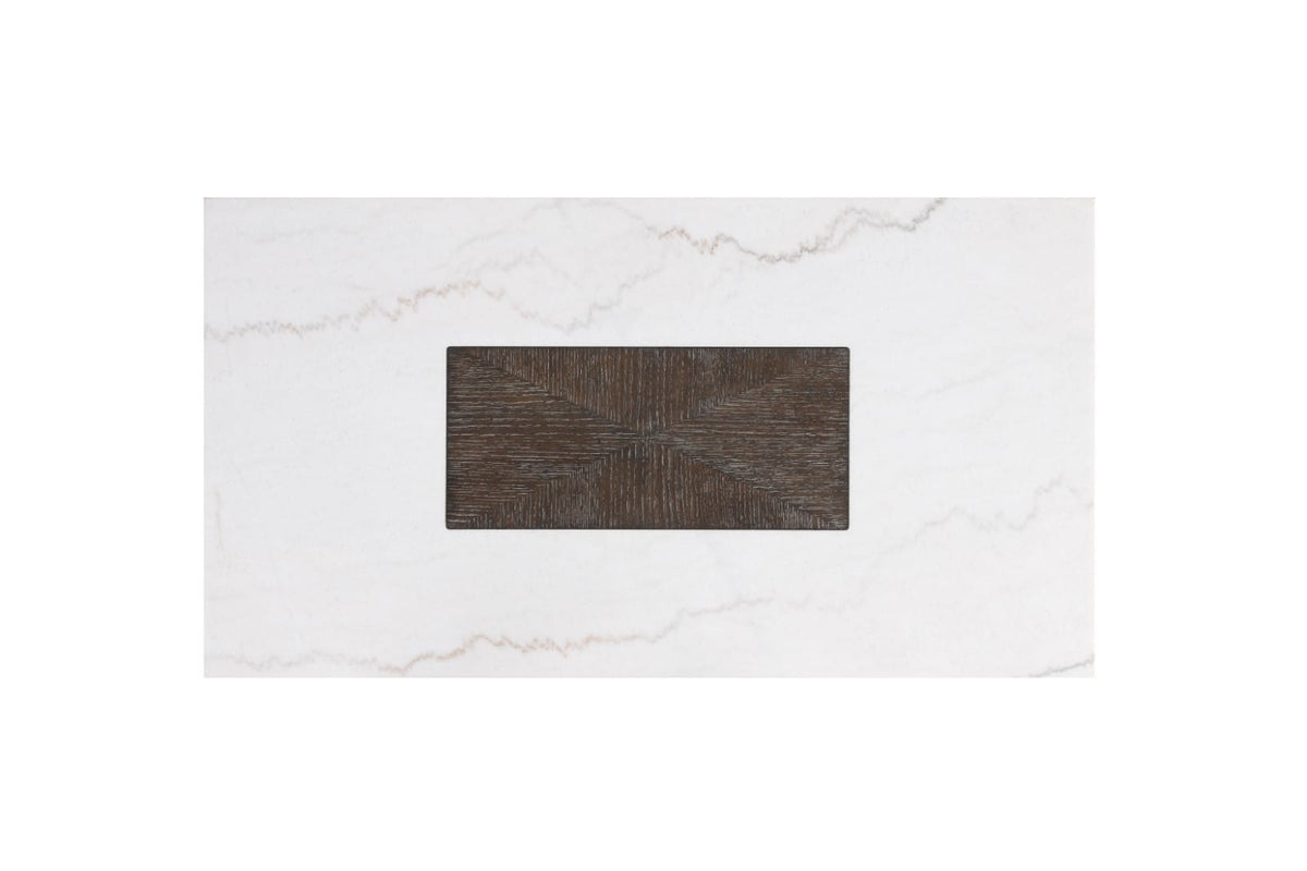 Square End Table Contemporary Style Wooden Base Marble On Top Tapered Dark Walnut
