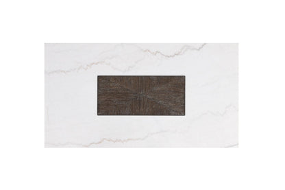 Square End Table Contemporary Style Wooden Base Marble On Top Tapered Dark Walnut