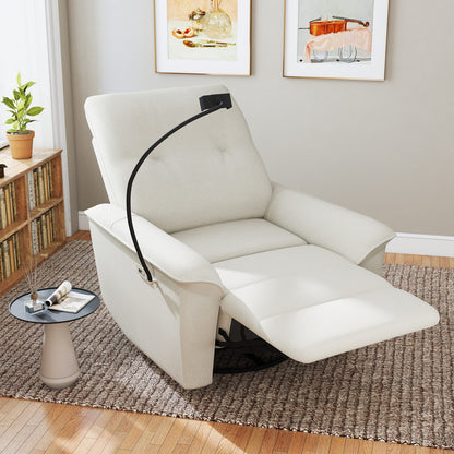 Beige Power Recliner Chair with USB - 270° Swivel & Rocker for Living Room