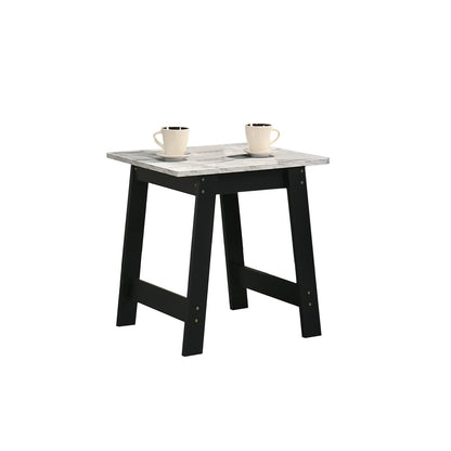Black End Table with Marble Top - 19" Height