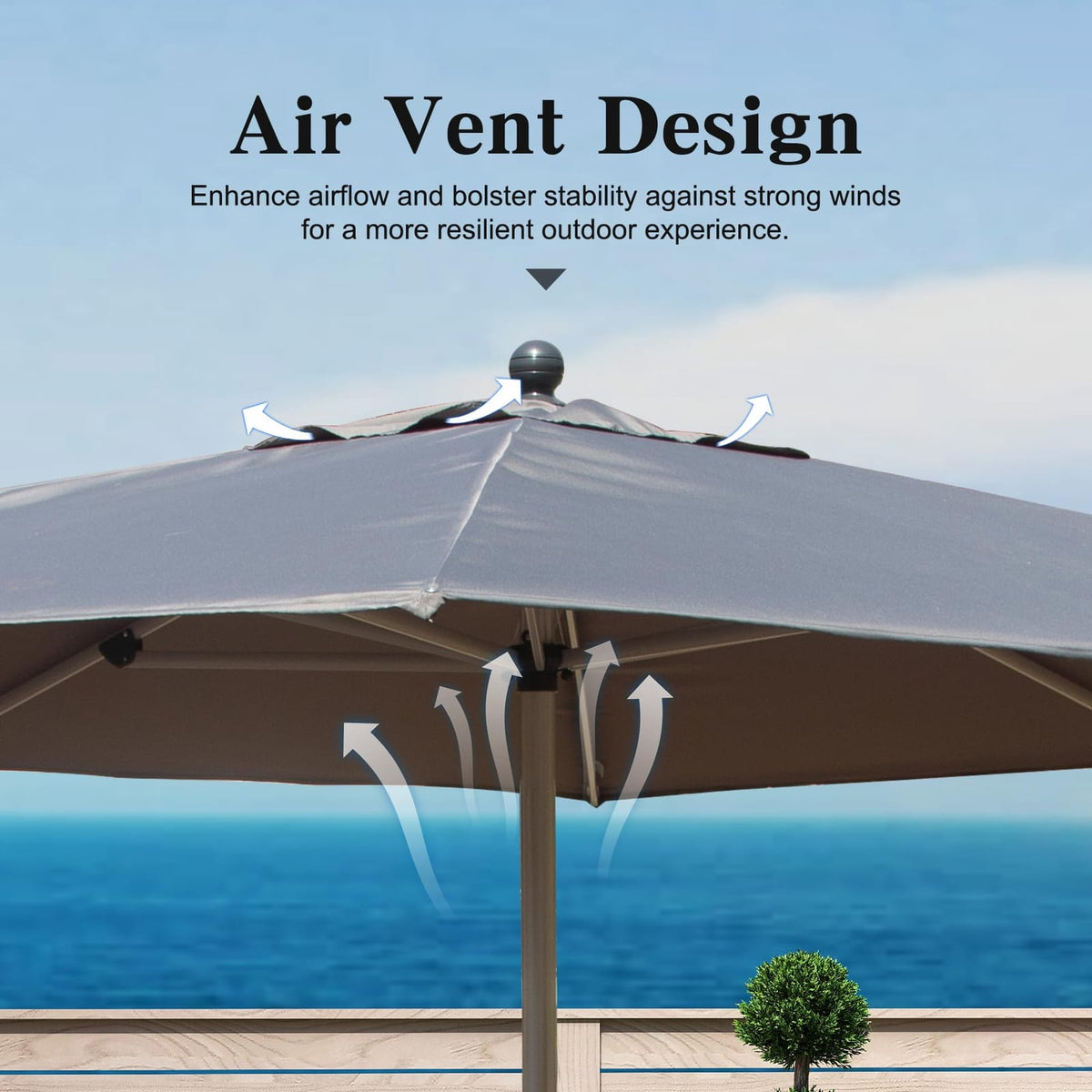 Grey Rectangular Patio Umbrella - 136" Shade