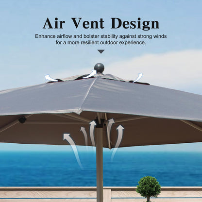 Grey Rectangular Patio Umbrella - 136" Shade