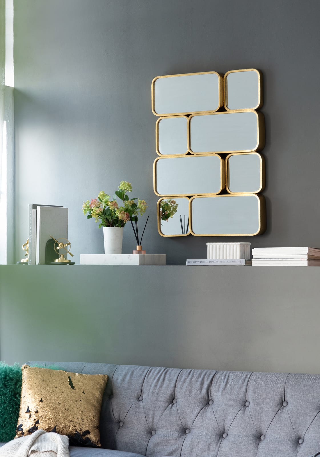 Gold Iron Mirror Set for Modern Bedroom Hallway Decor