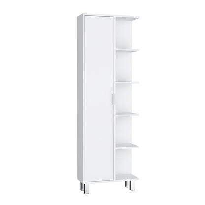 Crovie Linen Bathroom Cabinet - White, 63" High Storage