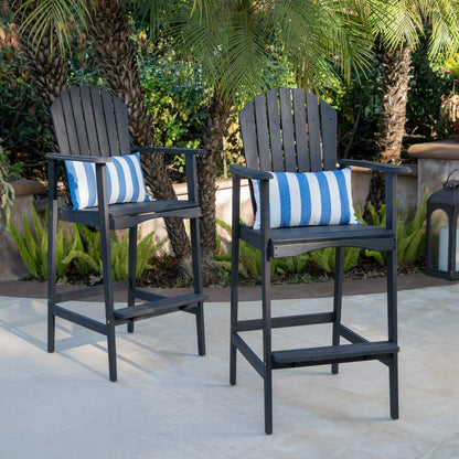 Dark Gray Acacia Wood Adirondack Barstools for Your Garden or Porch