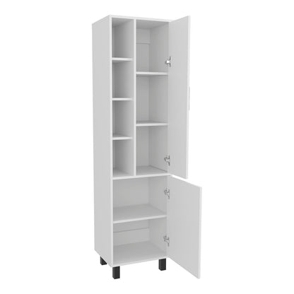 White Bathroom Cabinet with Open Shelves & 2 Doors