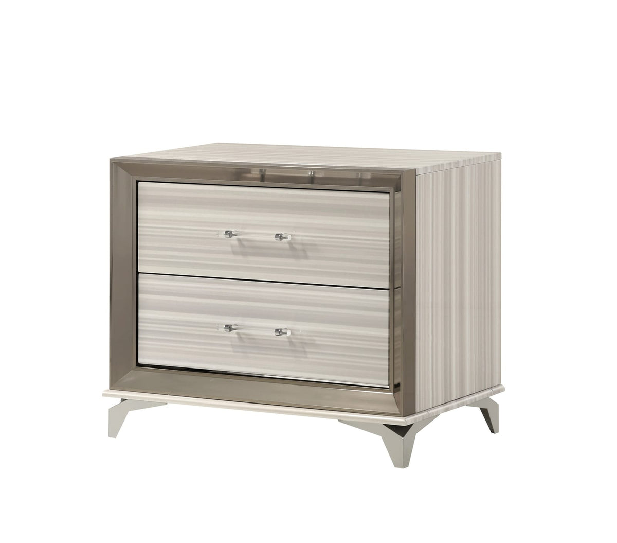 STAR WHITE NIGHTSTAND - White Square Nightstand with 2 Drawers