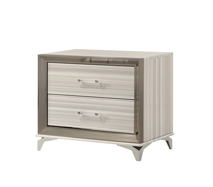 STAR WHITE NIGHTSTAND - White Square Nightstand with 2 Drawers