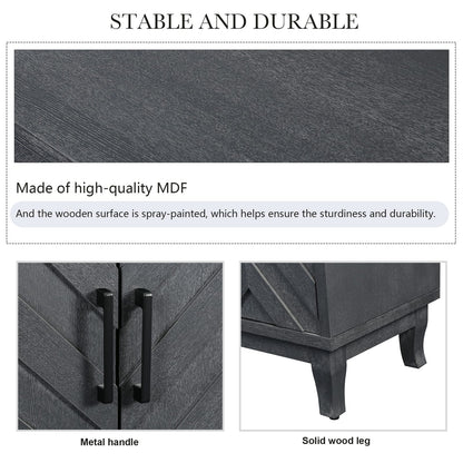 59.8" Antique Dark Grey MDF Sideboard Cabinet - 4 Doors