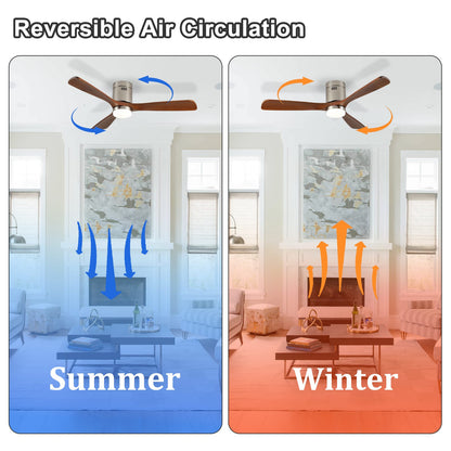 52 Inch Walnut Ceiling Fan with Light - Remote Control