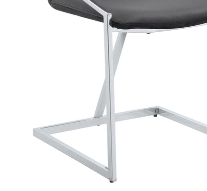 Zlatan Gray Velvet & Chrome Side Chair (Set of 2) - Dining Room Seating