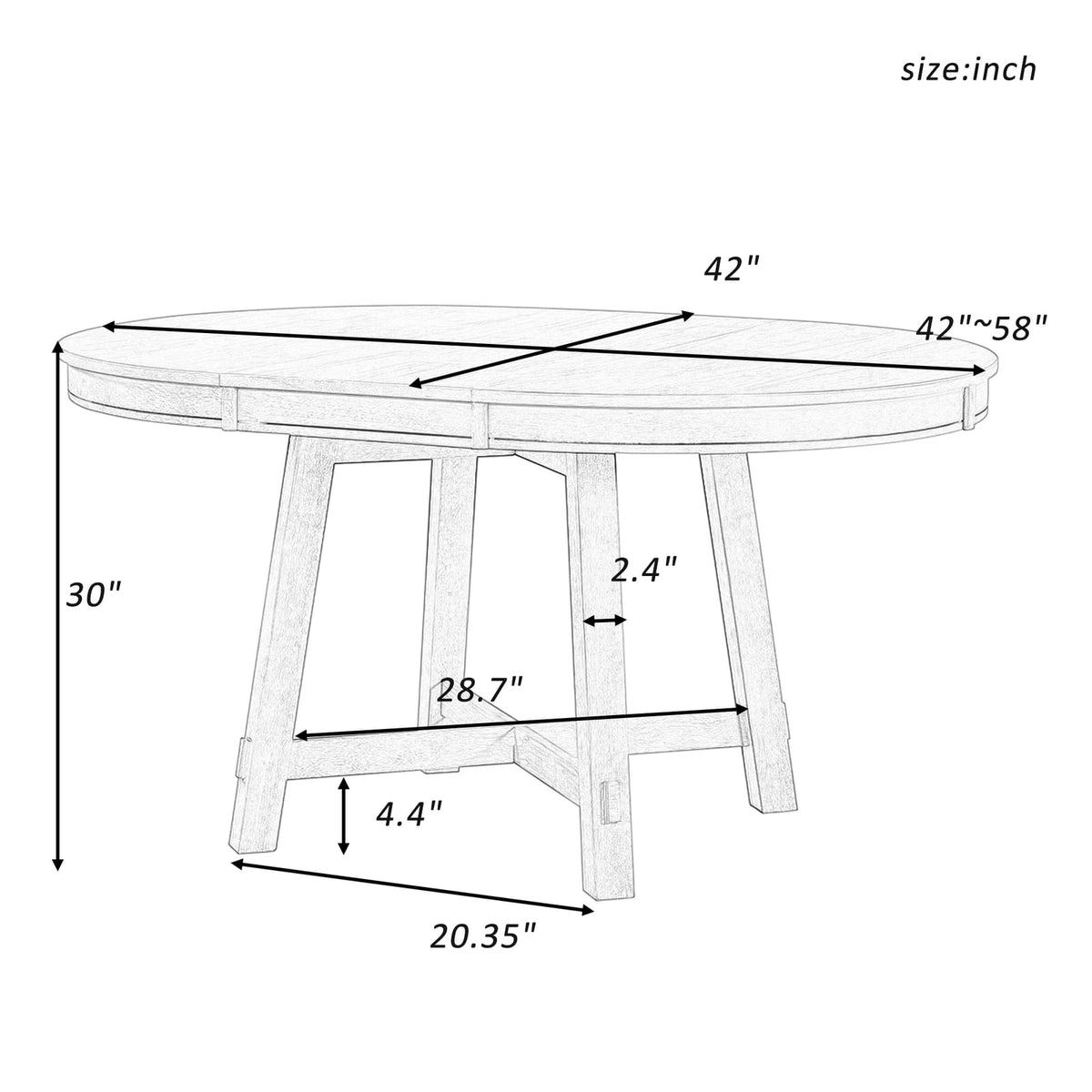 TREXM Farmhouse Round Extendable Dining Table - Natural Wood Wash