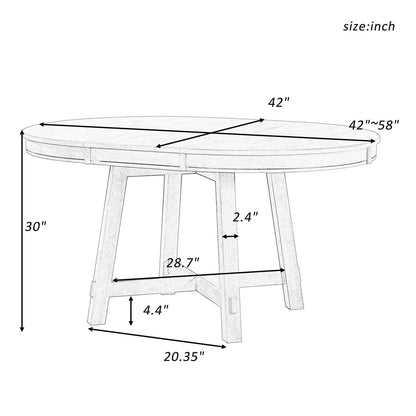 TREXM Farmhouse Round Extendable Dining Table - Natural Wood Wash