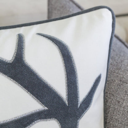 Holiday Reindeer Velvet Accent Pillow - White & Gray (20x20)