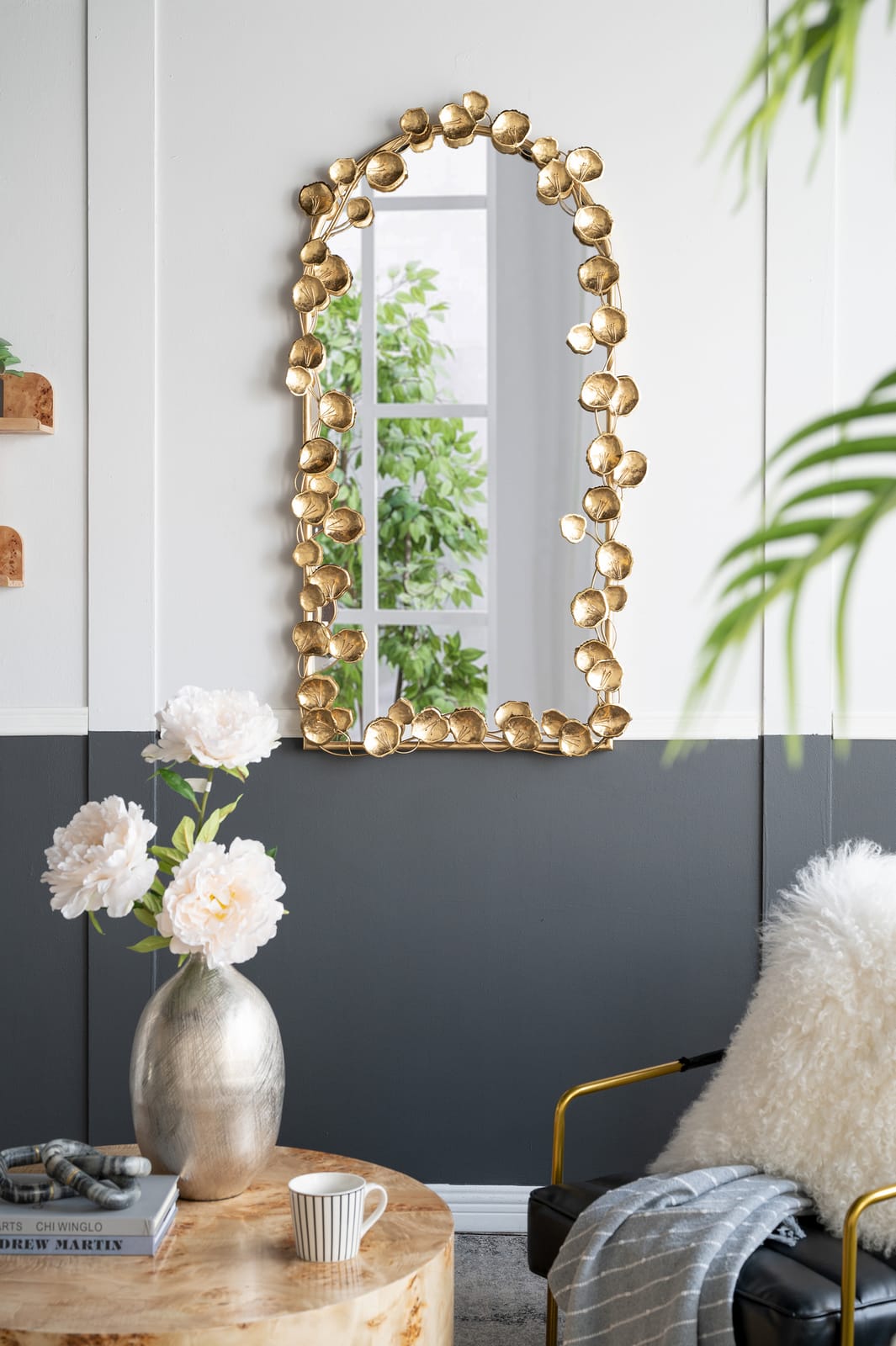 Gold Iron Full Length Mirror for Bedroom Wall Decor and Storage
