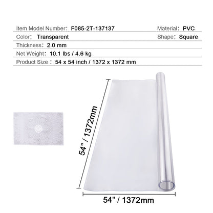 Clear PVC Table Protector - 54x54 Inch Desk Cover