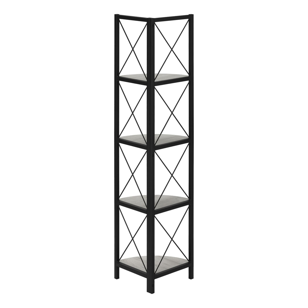 Modern Grey Metal Corner Shelf for Bedroom Storage and Display for Living Room