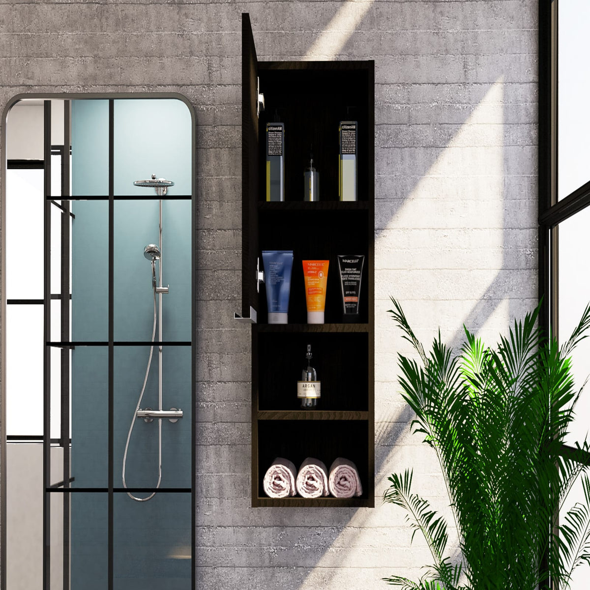 Black Medicine Cabinet - 32" Tall Storage Unit