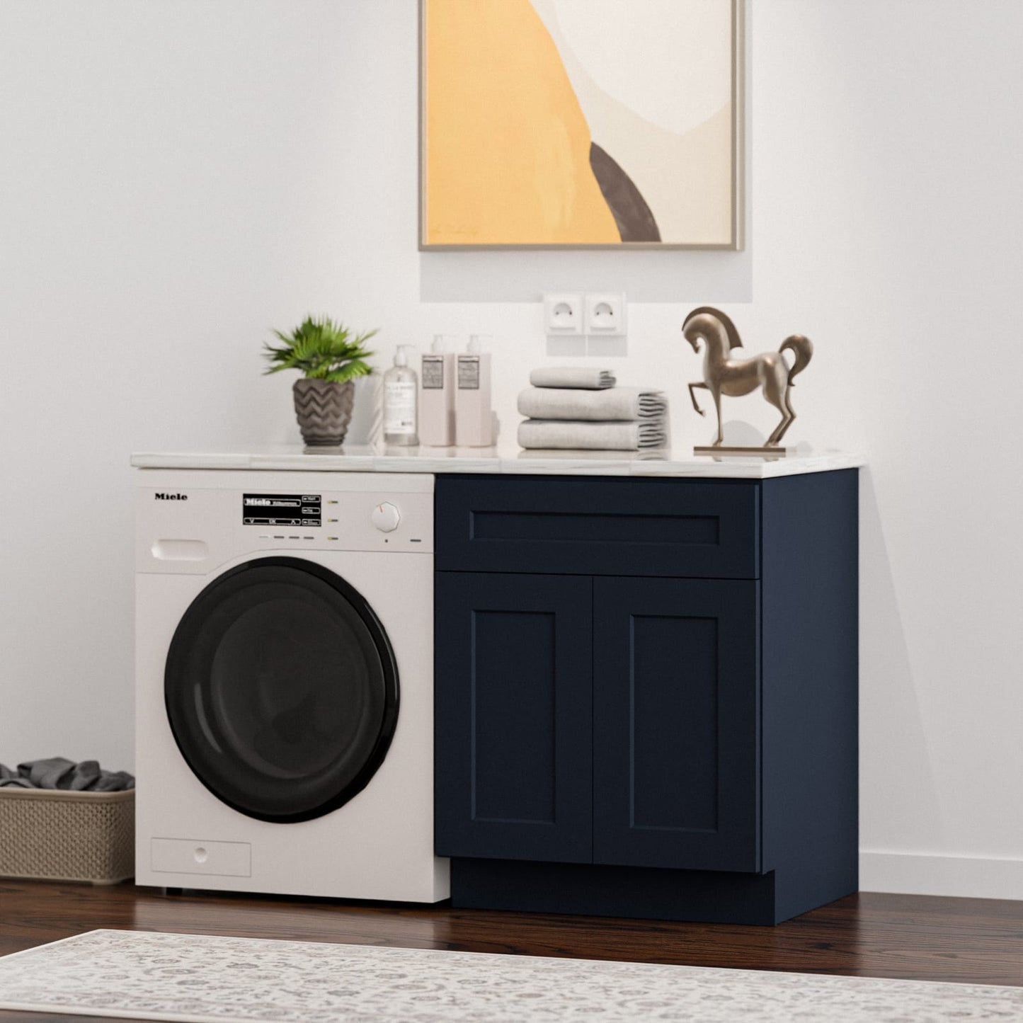 30" Bathroom Vanity Cabinet - Blue Wood Sink Base