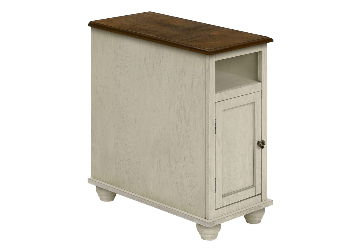 Accent Table - White & Brown Veneer Storage Side Table