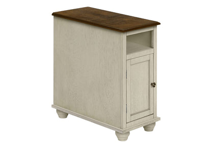 Accent Table - White & Brown Veneer Storage Side Table
