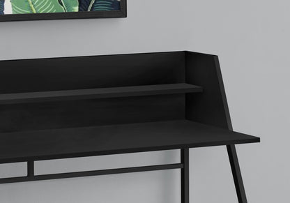 Black Particle Board Computer Desk with Hutch Shelf for Home Office