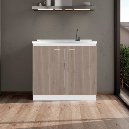Light Espresso Kitchen Sink Cabinet with Faucet