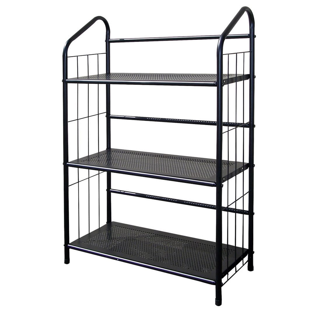 37" Black Wood 3-Tier Metal Bookshelf - Display Shelving for Living Room