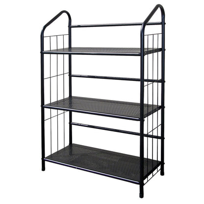 37" Black Wood 3-Tier Metal Bookshelf - Display Shelving for Living Room