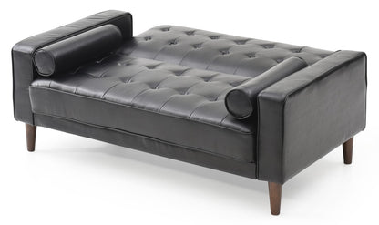 Black PU Foam Loveseat - 60" Wide Seat for Living Room