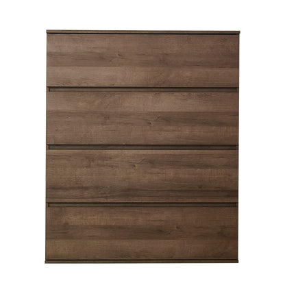 Brown Melamine Four Drawer Chest with Soft Closing Slides for Bedroom