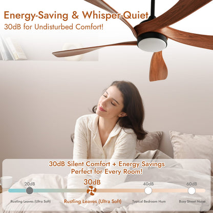 52 Inch Brown Ceiling Fan with Light - Modern Bedroom Fan