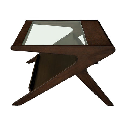 Wood & Glass Coffee Table - Morocco Brown Storage