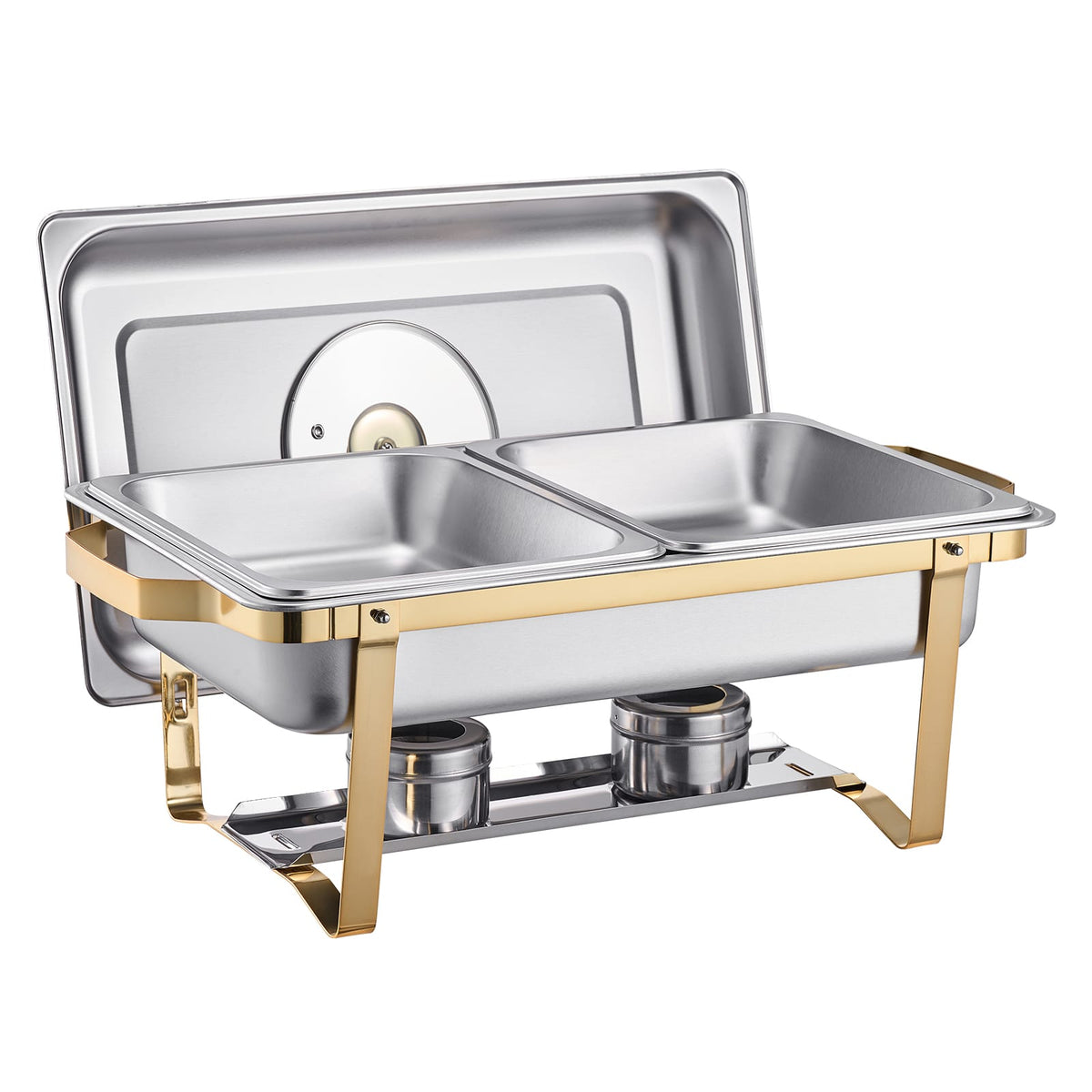 Silver Stainless Steel Chafing Dish Buffet Set - 4x4 Qt Pans
