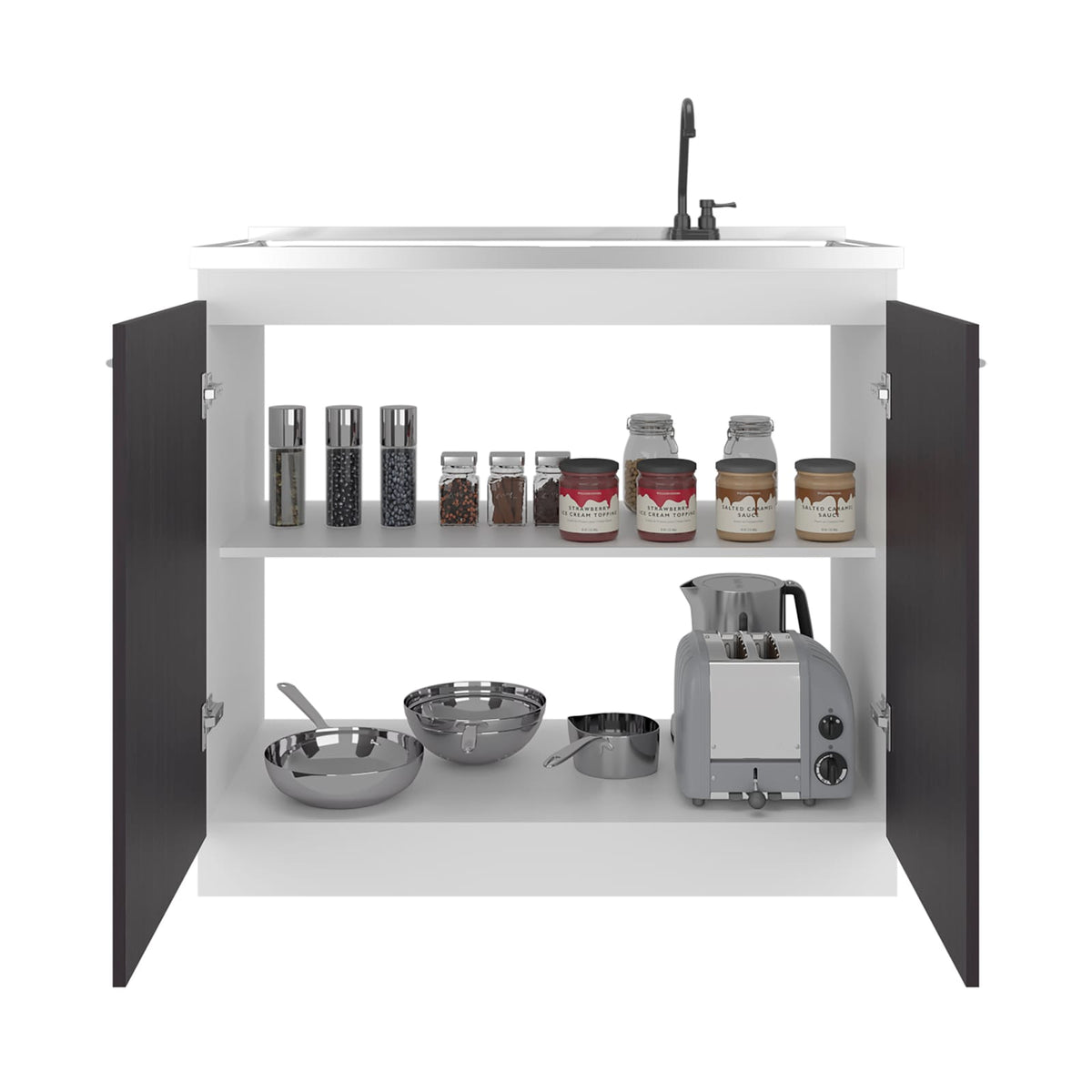 Black & White Print Utility Sink with Cabinet - Kitchen Sink for Dining Room