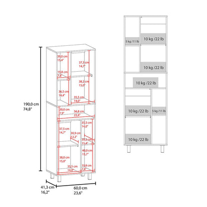 White Engineered Wood Pantry Cabinet - 16.2 x 23.6 x 74.8", Kitchen Storage