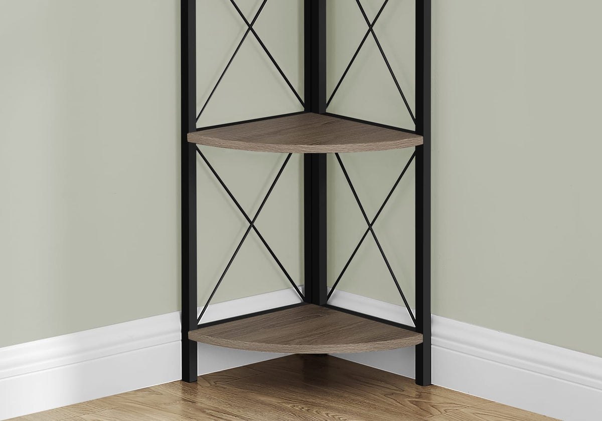 4 Tier Taupe Metal Etagere Bookshelf - Corner Display Shelf