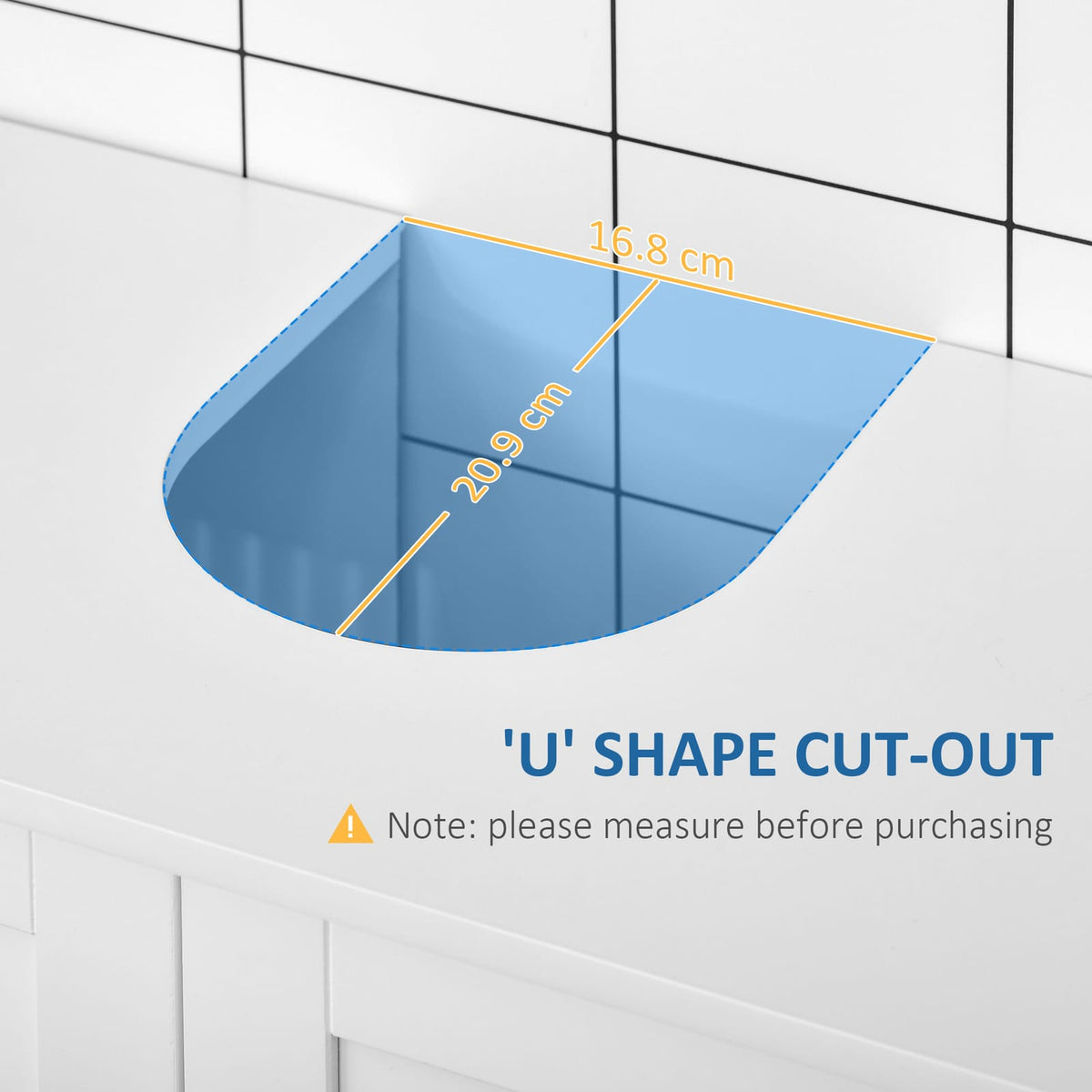 Kleankin White Under Sink Cabinet - 2 Doors, Adjustable Shelves