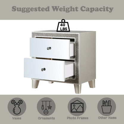 Sliverfluff Mirrored & Champagne Finish Nightstand - Storage & Style